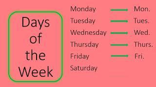 ABBREVIATIONS | DAYS OF THE WEEK | MONTHS OF THE YEAR