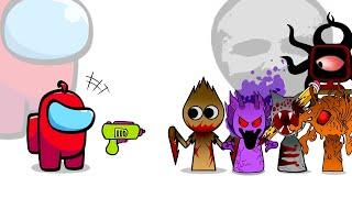 Mini Crewmate Kills Sprunki Characters: Phase 5 VS Phase 6 | Among Us | Trendy Toons