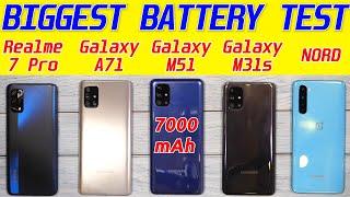 Samsung Galaxy M51 vs Oneplus Nord, Realme 7 Pro, M31s, A71 Battery Drain | Charging Test [Hindi]