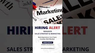 Hiring for the position of Manager Sales Strategy and Marketing for reputed company at Navi Mumbai.