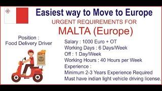 Malta  Food Delivery Driver Job  ||  Malta Work Permit for Males & Females || #Malta