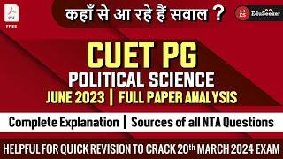 CUET PG Political Science 2023 PYQs Theme/Unit Wise Analysis  | Let's Crack This Exam 