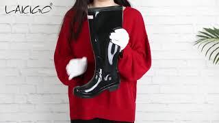 Women’s Rain Boots |Glossy Waterproof Closed Toe Rubber Footwear