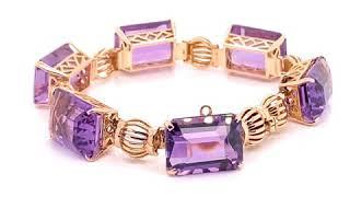 Towne Jewelers Custom 14KR Emerald Cut Amethyst Fashion Bracelet