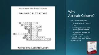 Create special Acrostic Crossword Puzzles with Puzzle Maker Pro - Acrostic Column