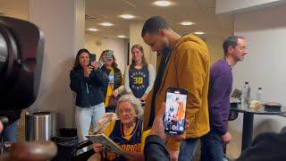 Stephen Curry meets up with Grandma Kitty after Warriors' game vs. the Nets | NBA on ESPN