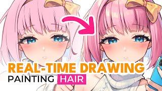 COLORING HAIR with Watercolor brushes in REAL TIME【Clip Studio】