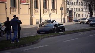 Lamborghini causes bike to crash!