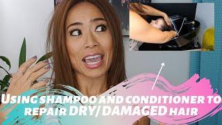 using 'wash' shampoo & 'polish' conditioner to repair my dry and damaged hair