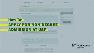 USF Tutorial: How to Apply for Non-Degree Admission (Visiting & Personal Enrichment Students)