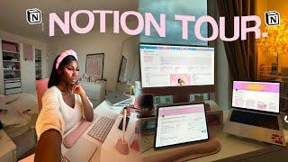 notion mastery 2024 tour  aesthetic study tips & routine, student life with notion pink theme