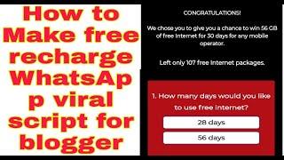 How to make Free recharge WhatsApp viral script on blogger|| Earn 20-30$ make viral script for blog.