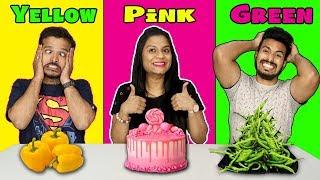 Pink ,Yellow,Green Food Eating Challenge |ONE COLOR FOOD Eating Competition