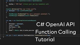 C# - OpenAI API Function Calling Tutorial