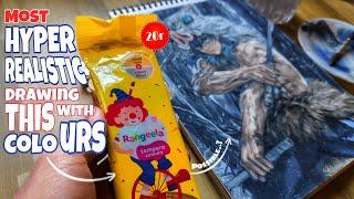 Inosuke Hyper Realistic Drawing | 20 Rupees Watercolor Art Tutorial