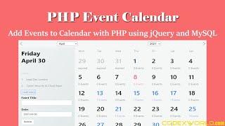 PHP Event Calendar - Add Events to Calendar using jQuery and Ajax