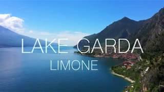 Lake Garda, Italy. City Limone Sul Garda - Travel Video. Aerial drone 4K video