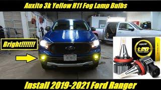 Auxito 3k Yellow H11 Fog Light Bulbs Install 2019-2021 Ford Ranger