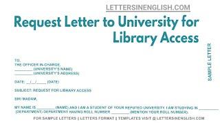 Request Letter To University For Library Access - Sample Letter to University for Access to Library