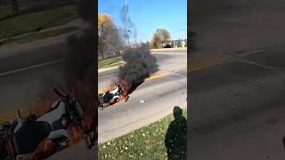 His motorcycle caught on fire while he was riding  @Thats_not_supposed_to_happen