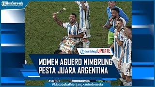 Momen Aguero Nimbrung Pesta Juara Argentina, Gendong Messi Tiru Maradona dan Angkat Trofi