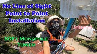 Installing Ubiquiti Litebeam M5 on a 60ft Monopole Tower | No Line of Sight | ASMR | Overhead Camera