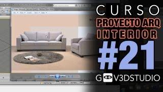 3ds Max Proyecto Arquitectura Interior 21 Sala Sofa 2 puestos Parte 01