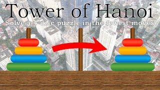 Tower of Hanoi 4 Disc Solution in the Fewest Moves