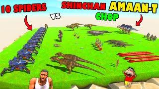 10 OP SPIDERS vs ALL UNITS in Animal Revolt Battle Simulator with SHINCHAN and CHOP