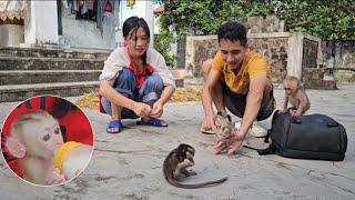 baby monkey suki visits adorable Nahu and Leo