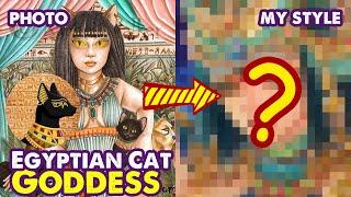 Drawing Cat Goddess Inspired by Egyptian Mythology | Huta Chan