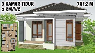 Elegan! Desain Rumah 7x12 Meter 3 Kamar Tidur 2 Kamar Mandi