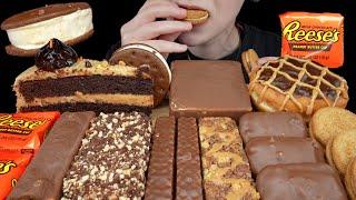 ASMR Snickers Chocolate Ice Cream, Peanut Butter Mousse Cake, Reese’s Klondike, Cream Donut, Oreo