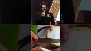 Allu arjun reaction + best coconut cutting skills..  #shorts #alluarjun #coconut #reaction