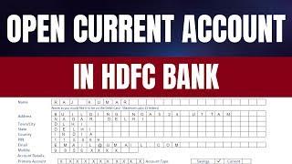 How to open Current Account in Hdfc Bank | Hdfc bank Current account opening