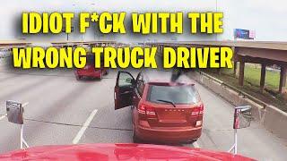 IDIOT F*CK WITH THE WRONG TRUCK DRIVER | Brake Check, Road Rage Compilation USA & Canada 2024