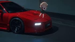 Anime girl dancing infront of car