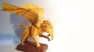 How to fold Origami Gryphon 摺紙獅鷲教學 [32x32 Box-pleating] ( Kade Chan )