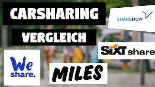 CARSHARING VERGLEICH - Mit Gutscheincodes: MILES Mobility, Share Now, We Share, SIXT Share