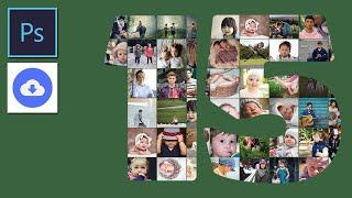 Photo Collage Number Template in Photoshop