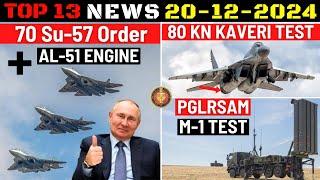 Indian Defence Updates : 70 Su-57 Order with AL-51 Engine,80 Kn Kaveri Engine Test,PGLRSAM Test