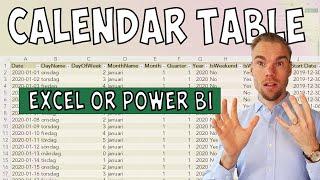 Excel - The PERFECT Calendar Table in Excel and Power BI