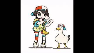 pato con gorra Bailando y niña completo