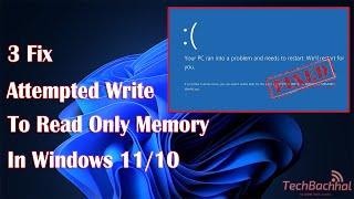 Attempted Write To Read Only Memory - 3 Fix