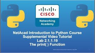 Cisco NetAcad Introduction to Python Course - Supplemental Lab Tutorial & Solution Set: Lab 2.1.1.19