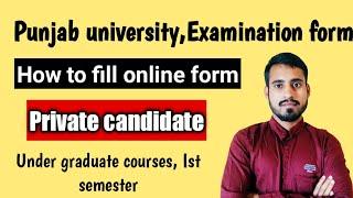 how to fill online form for private candidate for undergraduate courses in Punjab university|PU exam