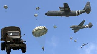 US Army parachutes into Normandy followed by Dakotas | Military vehicles past and present  