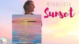 Acrylic Painting Tutorial | How to Paint Sunset on a Lake