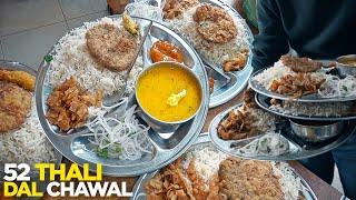 Karachi Street Food | Makhni Dal Chawal Thali | Kachori Halwa | 52 Thali Restaurant | Pakistani Food