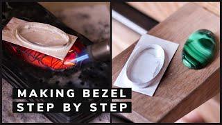 SILVER BEZEL for cabochon STEP BY STEP with list of tools. How to make a bezel setting.